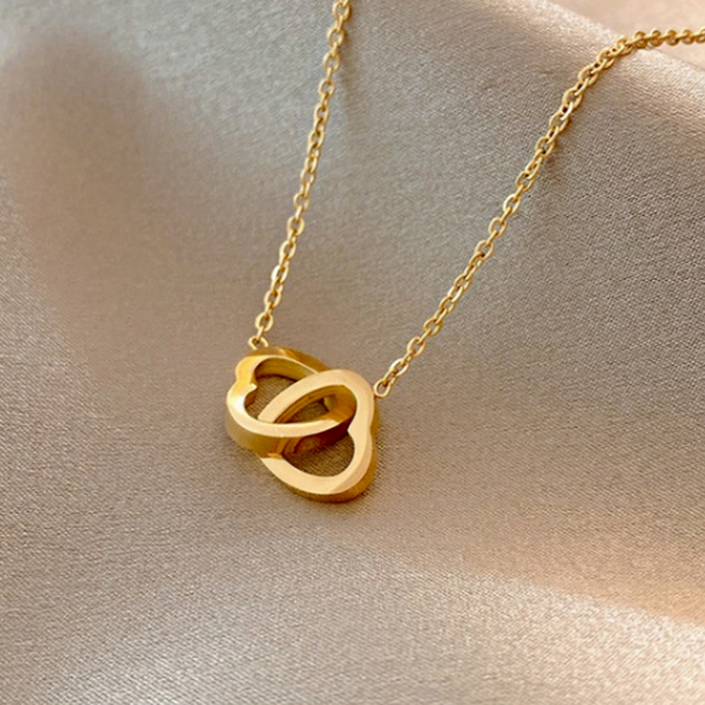 "To The Best Mom Ever Mom" Interlocking Hearts Engraved Necklace