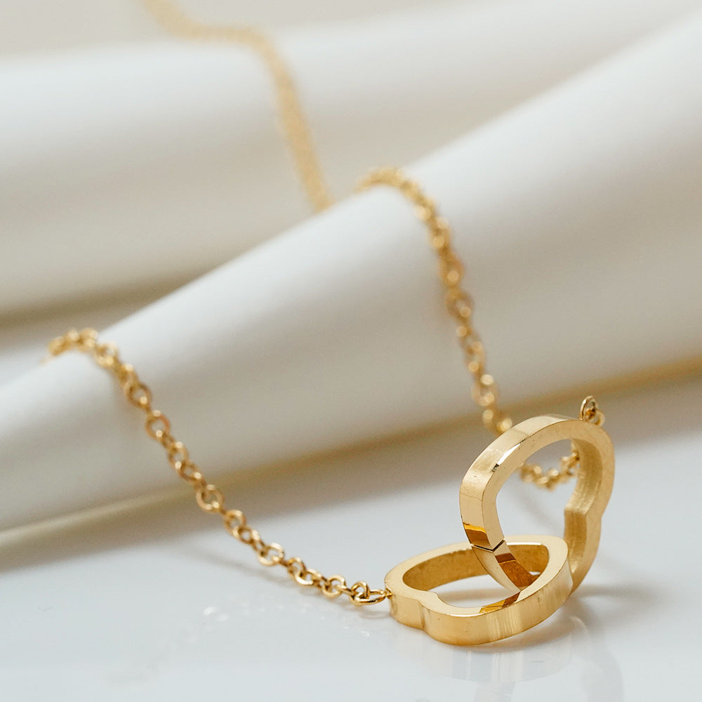 "To The Best Mom Ever Mom" Interlocking Hearts Engraved Necklace