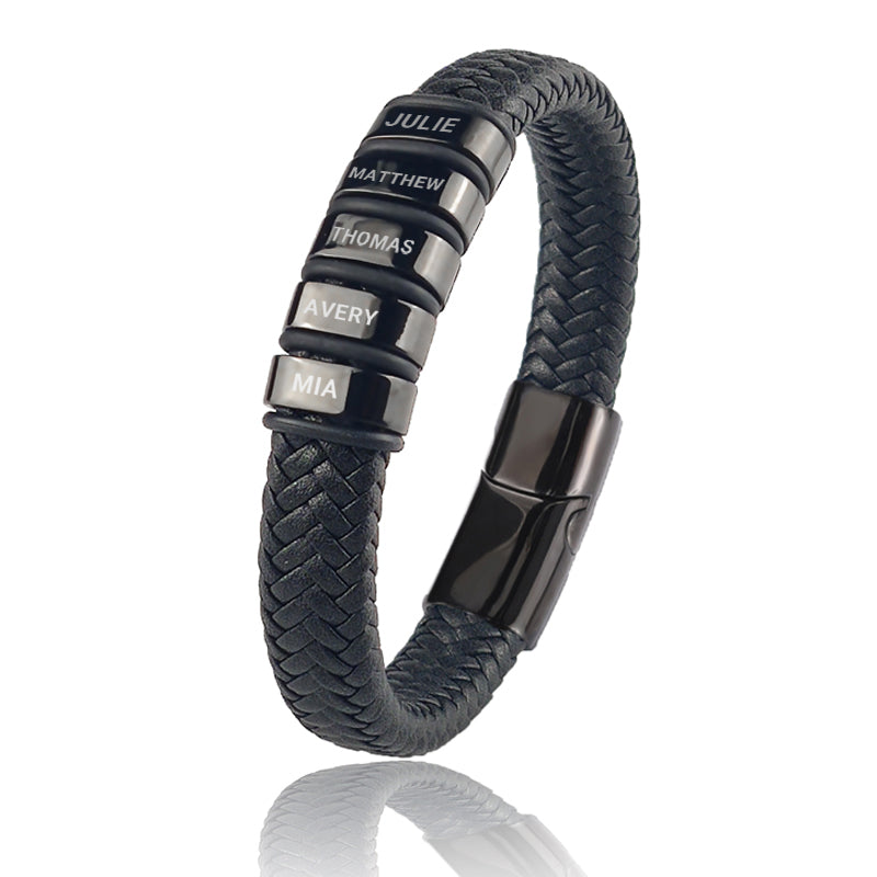 Family Forever - Personalized Leather Style Bracelet Set